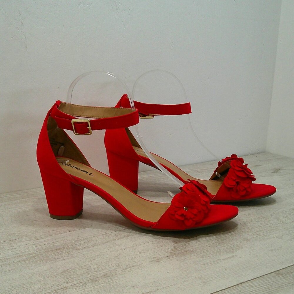 White Mountain Red Floral Sandals